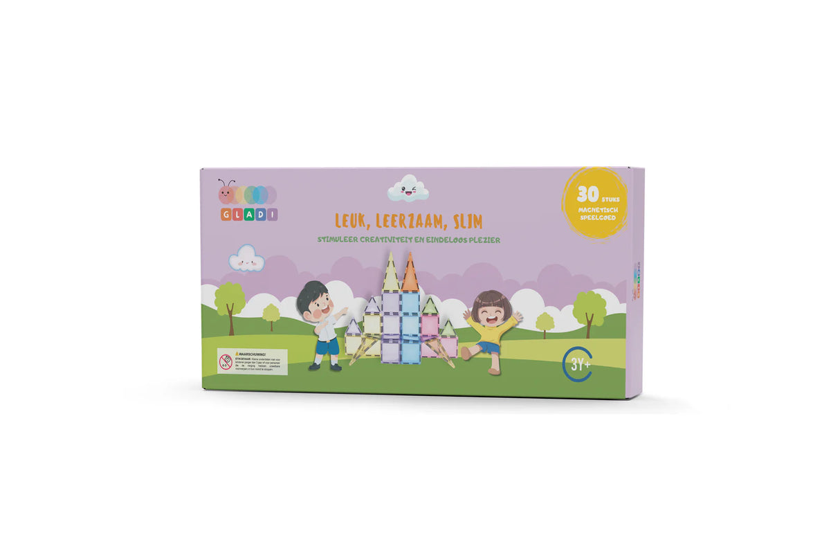 Gladi Magnetic Tiles Pastel 30 delig