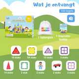 Overzicht van alle 100 magnetische tegels uit Gladi Magnetic Tiles set
