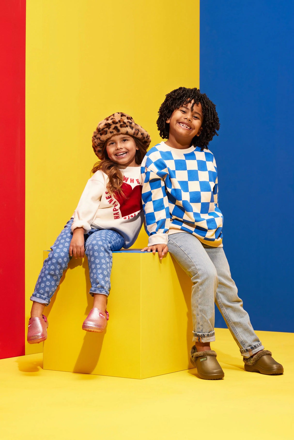 XQ Kids Klompen Bontje Blauw - Instap & Lichtgewicht