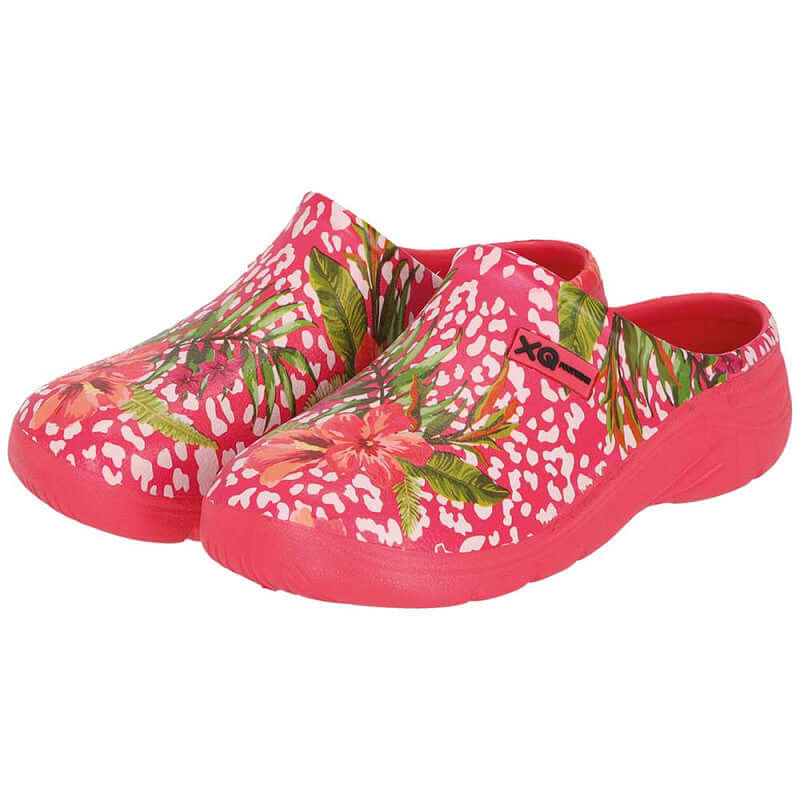 XQ Dames Tuinklompen Bloemenprint Fuchsia - Instap & Lichtgewicht