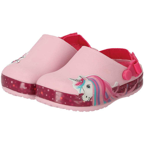 XQ Meisjes Tuinklompen Unicornprint Met Ledlicht – Lichtgewicht