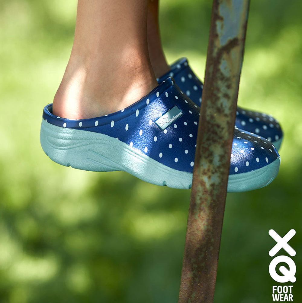 XQ Dames Tuinklompen Stippenprint - Instap & Lichtgewicht
