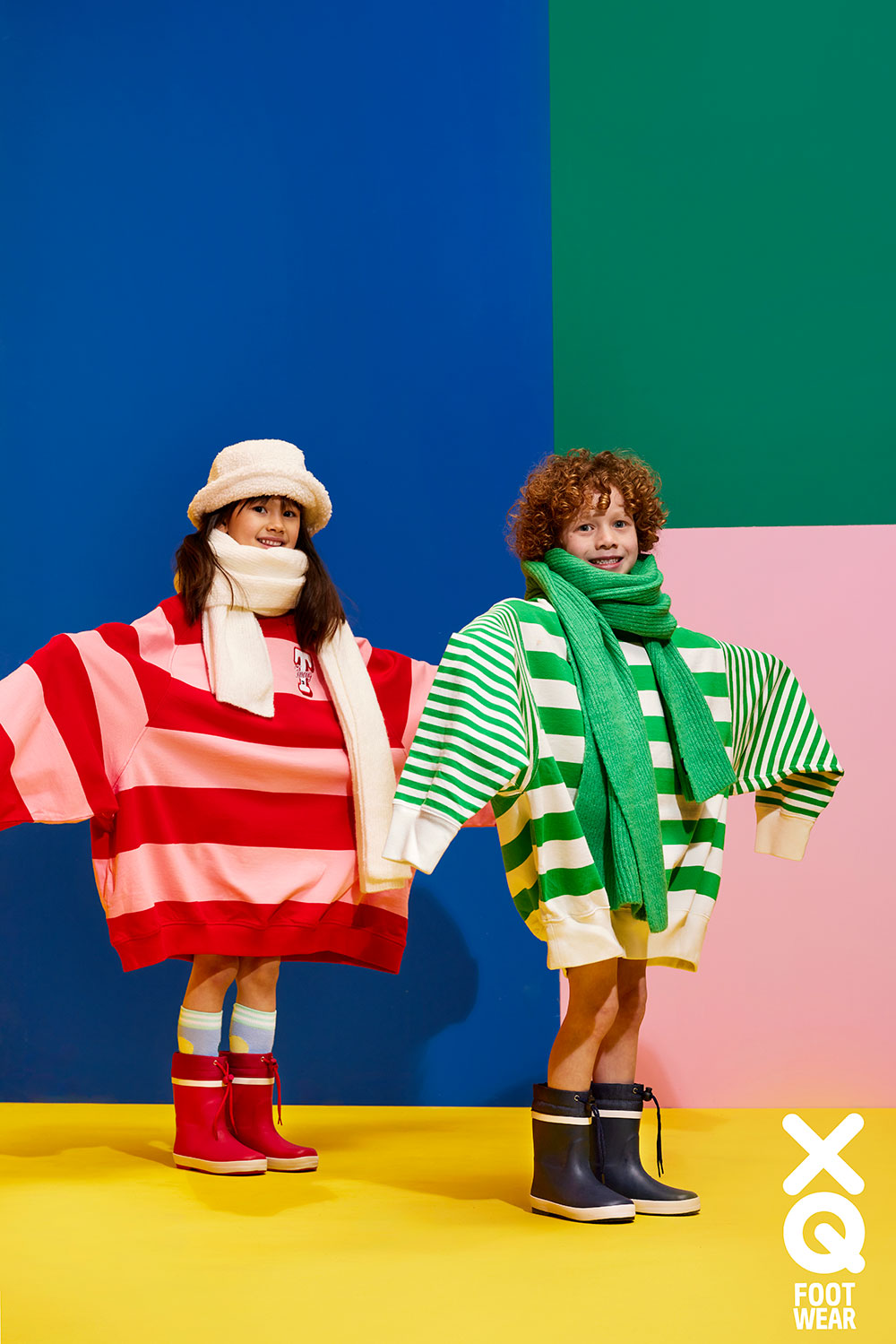 XQ kids rubber regenlaarzen in stoer Navy blauw voor kinderen