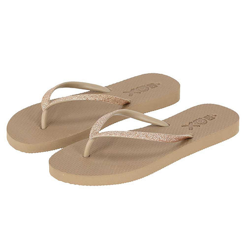 XQ dames slippers - glitterbandjes taupe