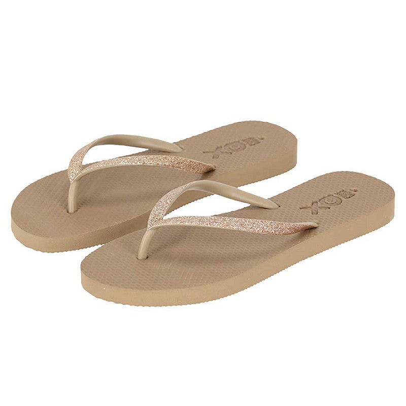 XQ Dames Slippers – Glitterbandjes Taupe