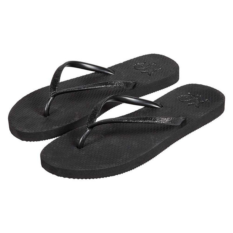 XQ Dames Slippers – Glitterbandjes Zwart