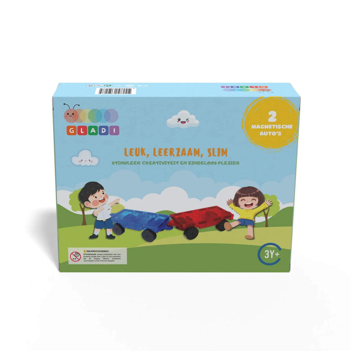 Gladi Magnetic Tiles 2 delige Magnetische Auto