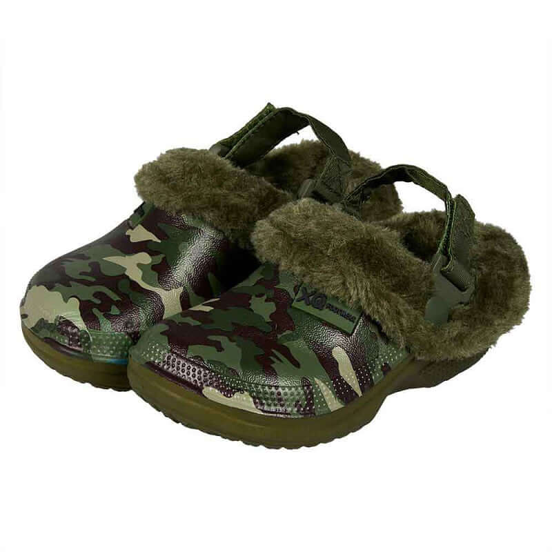 XQ Tuinklompen Jongens – met bontje & camouflage print